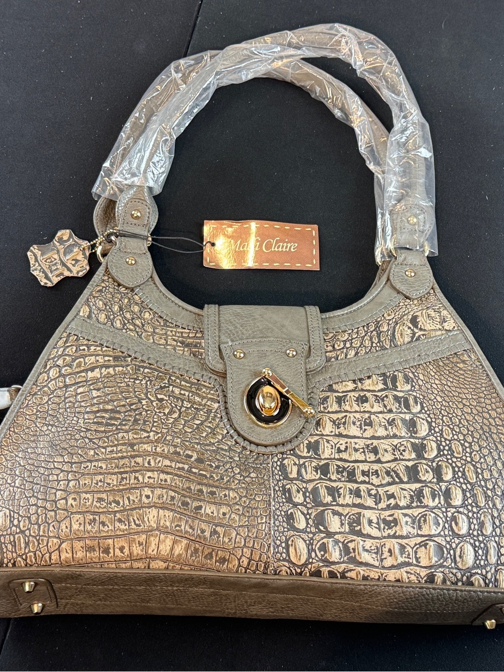 Gray Croc-Embossed purse